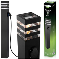 Gartenleuchte E27, Außenstehleuchte Pollerleuchte mit Steckdose 80cm TAXUS 2 LUMILED