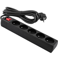 Strom-Verlängerungsstecker – 5 x Steckdose mit Erdungs-Steckdosenleiste 3 m 3 x 1,5 mm 16 A Schwarz