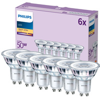 Set mit 6x LED-Halogenlampen GU10 PAR16 4,6W = 50W 355lm 2700K Warm 36° PHILIPS