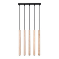 PASTELO 5L 5xG9 Moderne hölzerne Pendelleuchte für die Decke SOLLUX
