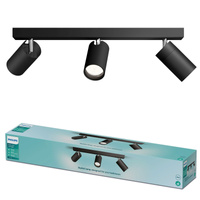 Reflektor-Deckenleuchte 3x GU10 IP44 Schwarz Kosipo Philips