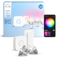 3x LED GU10 Reflektor PAR16 4.7W = 50W 345lm 2200-6500K CCT + RGB SMART Smart Bluetooth ZigBee Weiß und Farbe Ambiance + Brücke Brücke Philips HUE Starter Kit