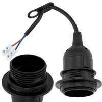 E27 Einbauglühbirnenfassung improvisiert mit Draht und Klemmenblock schwarz