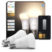 2x LED-Glühbirne E27 A60 9,5W = 75W 1100lm 2700K Warmweiß SMART Smart Bluetooth ZigBee Weiß Philips HUE