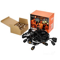 Außen Garten Girlande Lichterkette 20W 1000lm 2700K Warm 20x E27 Schwarz IP44 20m Mimosa Kobi