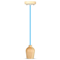 Hängeleuchte E27 Holzschirm mit blauem Kabel VT-7778 V-TAC