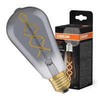 Dekorative LED-Lampe ST64 Edison E27 4W = 15W 140lm 1800K Warm 330° Smoked Vintage 1906 Osram