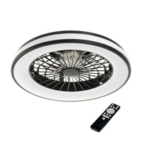 LED-Industrieleuchte mit Lüfter + Fernbedienung 48W 2110lm RGB CCT 150° Anbau Schwarz PLAVE KANLUX