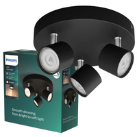 LED STAR Deckenleuchte 3x 4.5W 2700K Dimmbarer Reflektor Moving Luminary Schwarz PHILIPS