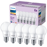 Set mit 6x LED-Lampe E27 A60 8W = 60W 806lm 2700K Warm 150° PHILIPS