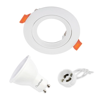 Set Halogen-Einbauleuchte VENTUS Weiß Rund + LED-Lampe GU10 10W Warm 120° Lumiled