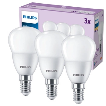 Set mit 3x LED-Kugelbirnen E14 P45 4,9W = 40W 470lm 2700K Warm PHILIPS
