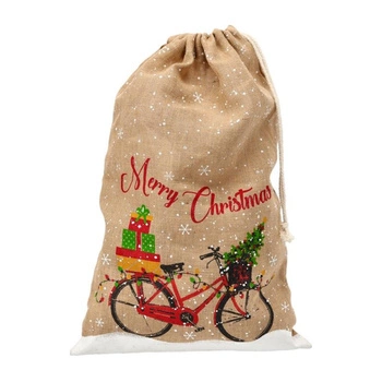 Jute Weihnachtsfahrrad und Schneeflocke Weihnachtsgeschenk Tasche