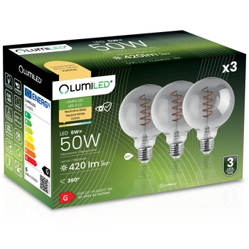 3x LED-Glühbirne E27 Sphere G95 6W = 50W Dekorativ 360° LUMILED