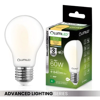 LED Lampen E27, Glühbirne A60, 4W = 60W, 840lm, 360°, 3000K, warm, Glühfaden Advanced Lighting Series LUMILED