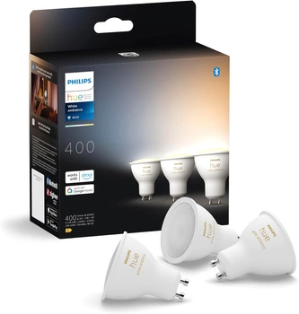 3x LED GU10 Reflektorlampe 4.2W = 50W 400lm 2200-6500K CCT SMART Smart Bluetooth ZigBee Weißes Ambiente Philips HUE