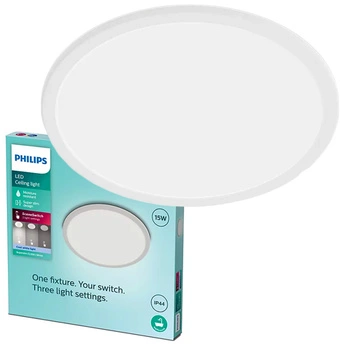 LED-Deckenleuchte SUPERSLIM 15W 4000K 25cm IP44 Dimmbar Weiß PHILIPS