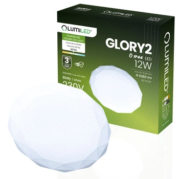 Plafond LED Aufbaumontage 12W IP44 Rund GLORY 2 DIAMENT 26cm LUMILED