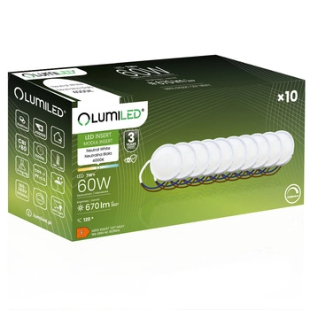 10x LED-Leuchteinsatz MR16 Modul INSERT Milky 7W = 60W 120° 670lm 4000K Neutral Dimmbar LUMILED