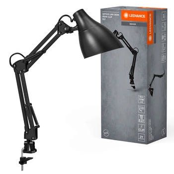 Tischlampe Schreibtisch Leuchte Stehend Clip Einstellbar E27 Schwarz USB-C Büro Linie Ledvance