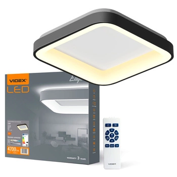 Plafond LED-Deckenleuchte Aufbauleuchte 72W 7500lm 2700-6000K CCT Schwarz Dimmbar + EDGE Fernbedienung Videx