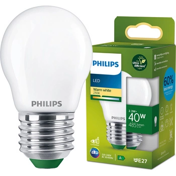 LED-Lampe E27 Ball P45 2.3W = 40W 485lm 210lm/W 2700K Warm 300° CLASS A UltraEfficient Philips