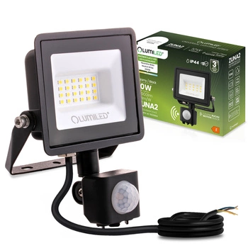 LED-Fluter ZUNA2 20W 1800lm 4000K IP44 Schwarz Bewegungsmelder LUMILED