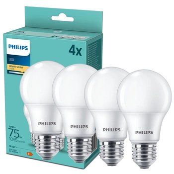 4x LED Lampen E27 A60 10W = 75W 1055lm 2700K Warm Milk PHILIPS