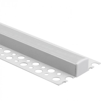 LED-Anbauprofil aus weißem Aluminium für Gipskarton / Gipskarton 2m mit mattiertem Diffusor und Ecolight-Endkappen