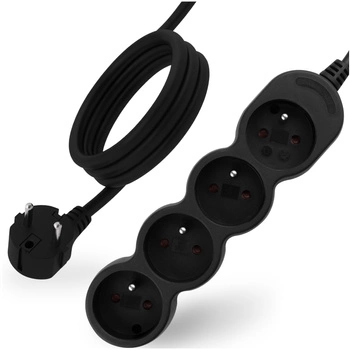 Netzverlängerungskabel Geerdete Steckdosenleiste 4 Steckdosen 1.5m Schwarzes Kabel Lendo Lumiled