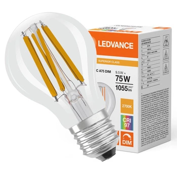 LED Lampen A60 E27 9.5W = 75W 1055lm 2700K Warmweiß FILAMENT DIMMABLE LEDVANCE