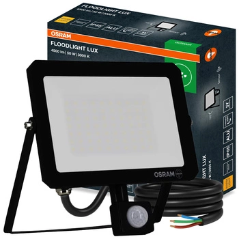 LED-Strahler Halogen-Außenstrahler 50W 3000K 4500lm IP65 mit Bewegungs- und Dämmerungssensor FLOODLIGHT LUX OSRAM