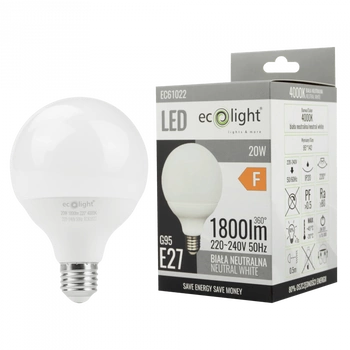 LED-Lampe Sphere G95 E27 20W 1800lm 4000K Neutral Ecolight