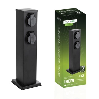 Gartenpfosten IBERI Outdoor Standing 230V 40cm 4x Netzsteckdose LUMILED