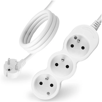 Netzverlängerungskabel geerdete Steckdosenleiste 3 Steckdosen 5m weißes Kabel Lendo Lumiled