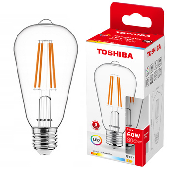 LED-Lampe E27 ST64 7W = 60W 806lm 2700K Warm Filament TOSHIBA