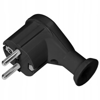 Abgewinkelter Elektrostecker 2P+Z UNI-SCHUKO-Stecker mit Erdung Schwarz ORNO