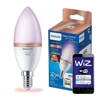 LED-Lampe E14 C37 4.9W = 40W 2200-6500K + RGB SMART WiFi Philips WiZ