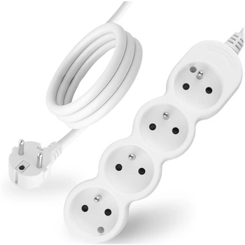 Netzverlängerungskabel geerdete Steckdosenleiste 4 Steckdosen 5m weißes Kabel Lendo Lumiled