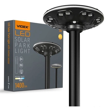 LED Street Solar Gartenlampe mit Bewegungssensor 15W 1400lm 3000K-5000K CCT Schwarz VL-GLSO-1254-S Videx