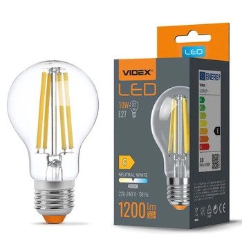 LED Lampen E27 A60 10W = 82W 1200lm 4000K Neutral 360° FILAMENT Videx