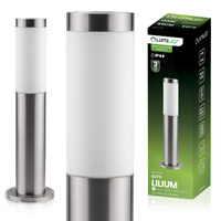 Gartenleuchte E27, Außenstehleuchte Pollerleuchte 45cm INOX LILIUM LUMILED