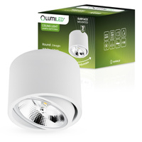 Halogen-Aufbauleuchte GU10, AR111 Aufbauspot 100mm beweglich Runde Tube Weiß TELES LUMILED