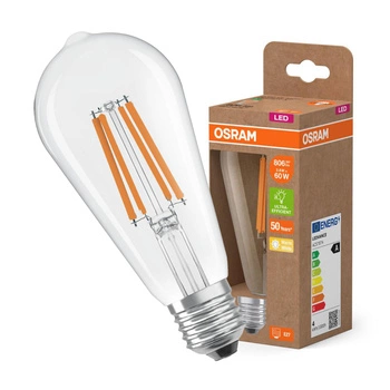 LED-Glühbirne ST64 E27 3.8W = 60W 806lm 2700K Warm 300° Glühfaden CLASSIC ENERGY EFFICIENCY Osram
