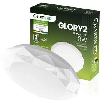LED Plafond Aufbaumontage 18W IP44 Rund GLORY 2 Diamant 33cm LUMILED