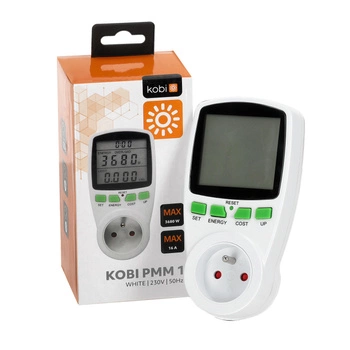 PMM1 Leistungsmessgerät mit Messung von Energieverbrauch, CO2-Emissionen und Energiekosten White KOBI