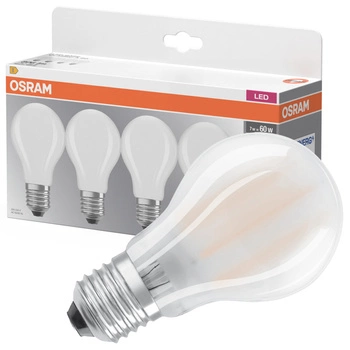 4x LED-Lampe A60 E27 6.5W = 60W 806lm 2700K Warm 300° BASE Osram