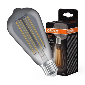 Dekorative LED-Lampe ST64 Edison E27 11W = 42W 500lm 1800K Warm 320° Smoke Filament Dimmbar Vintage 1906 Osram
