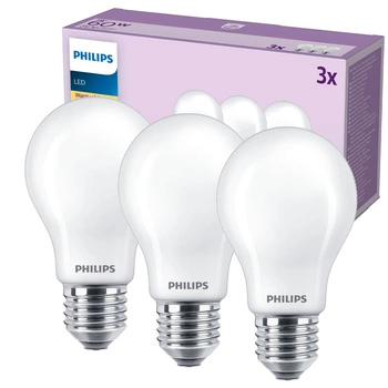 Set mit 3x LED-Glühbirne E27 A60 7W = 60W 806lm 2700K Warm Filament Milky PHILIPS