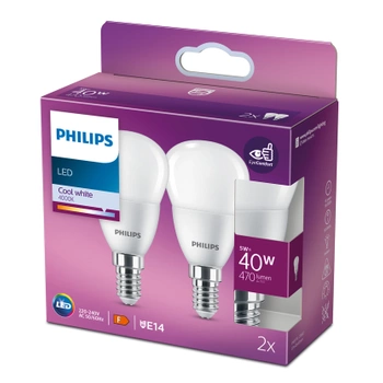 2x LED-Kugelbirne E14 P45 4,9W = 40W 470lm 4000K Neutral PHILIPS